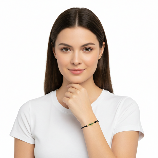 Evil Eye In Gold Bracelet with Enamel Work - Jewelslane