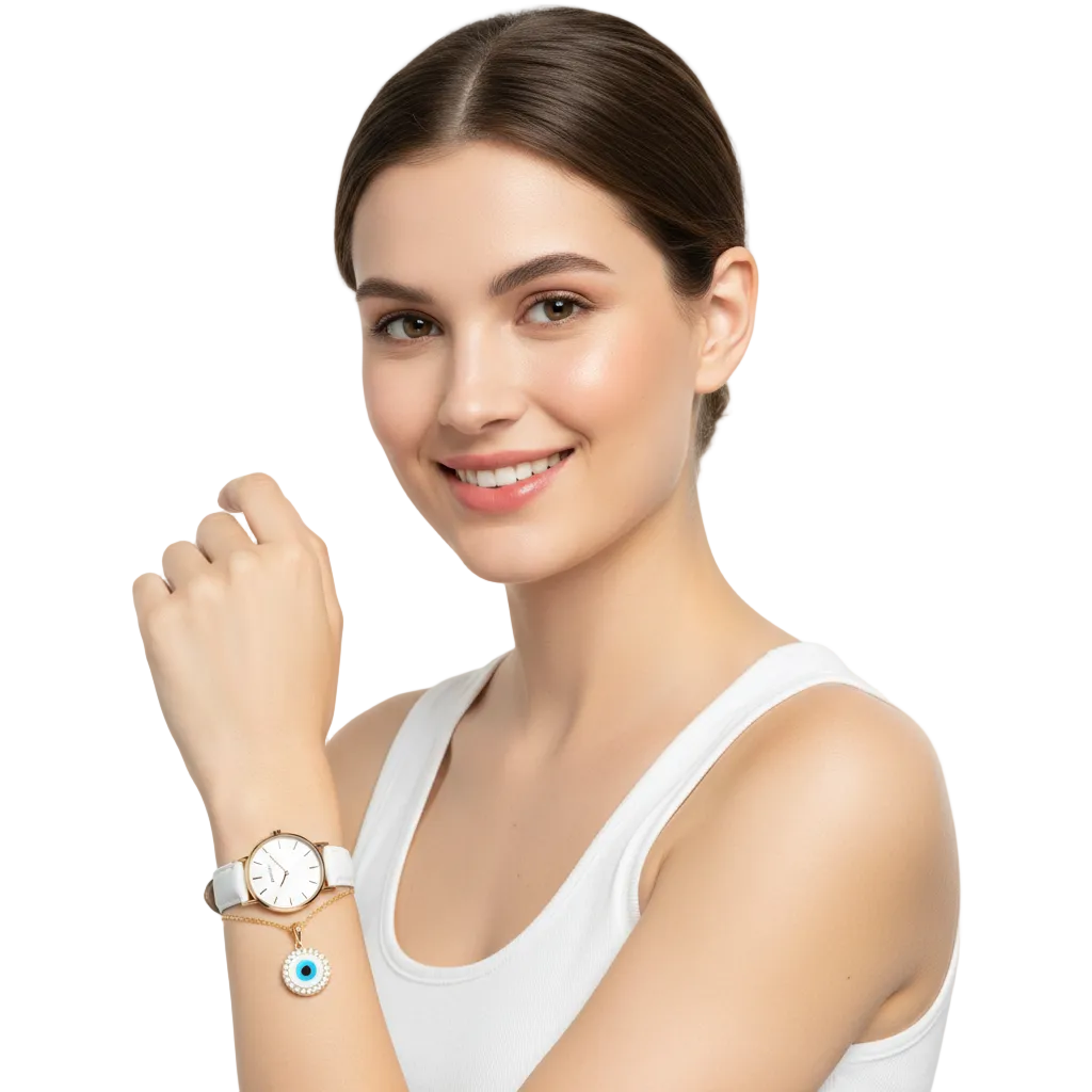 Evil Eye Watch Charm in gold- Jewelslane