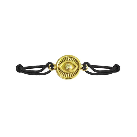 Evil eye bracelet in gold with single diamond - Jewelslane