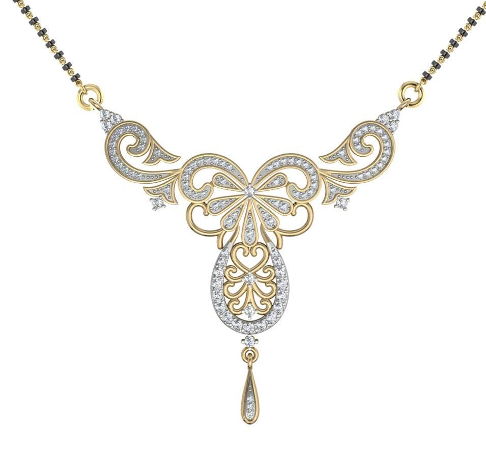 Fancy Diamond Mangalsutra - Jewelslane