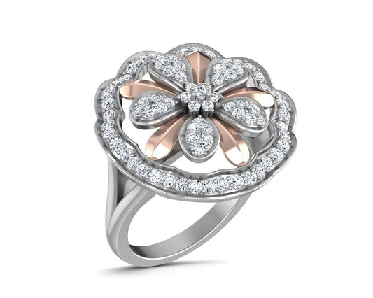 Fara Diamond Floral cocktail ring in 18k gold - Jewelslane