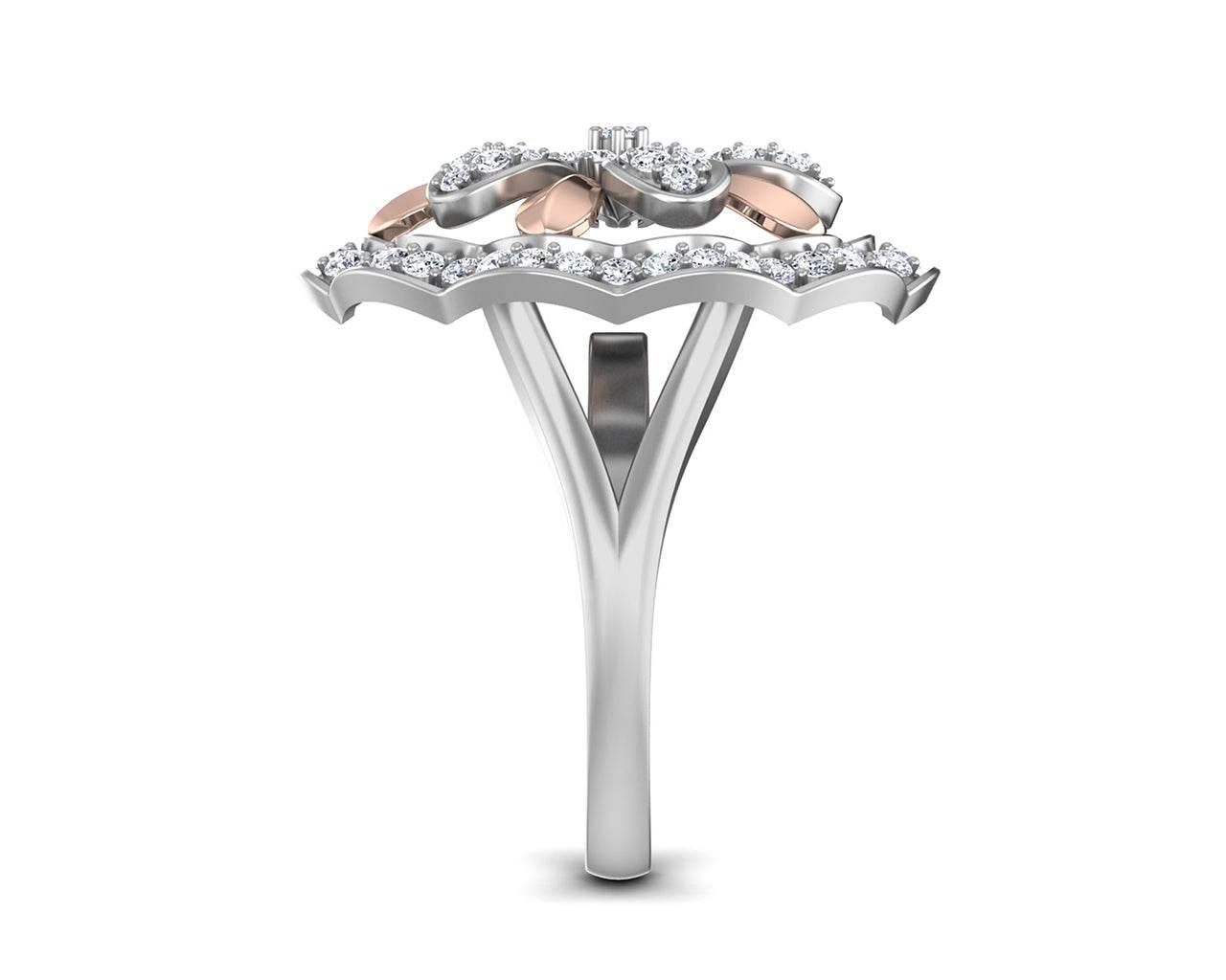 Fara Diamond Floral cocktail ring in 18k gold - Jewelslane