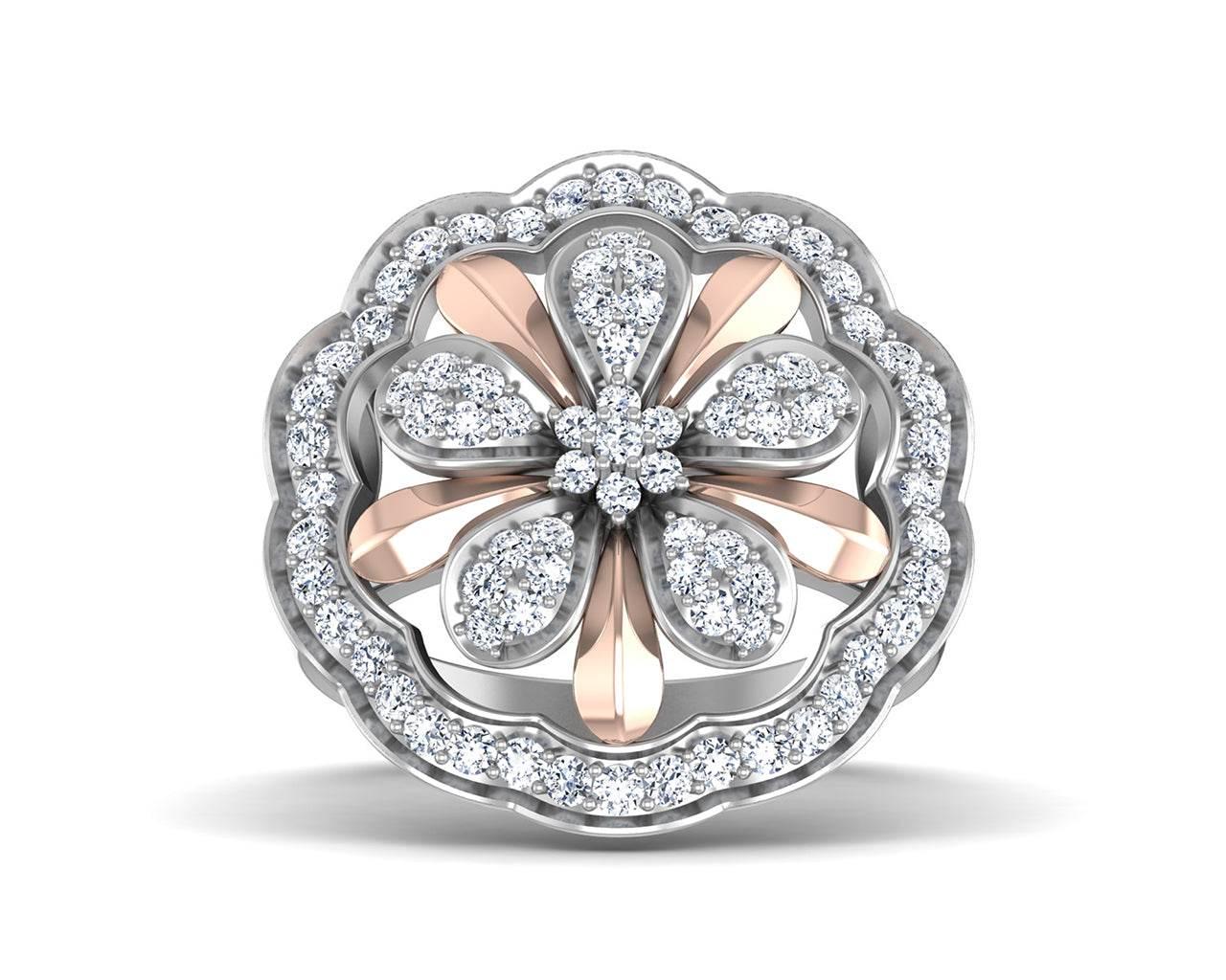 Fara Diamond Floral cocktail ring in 18k gold - Jewelslane