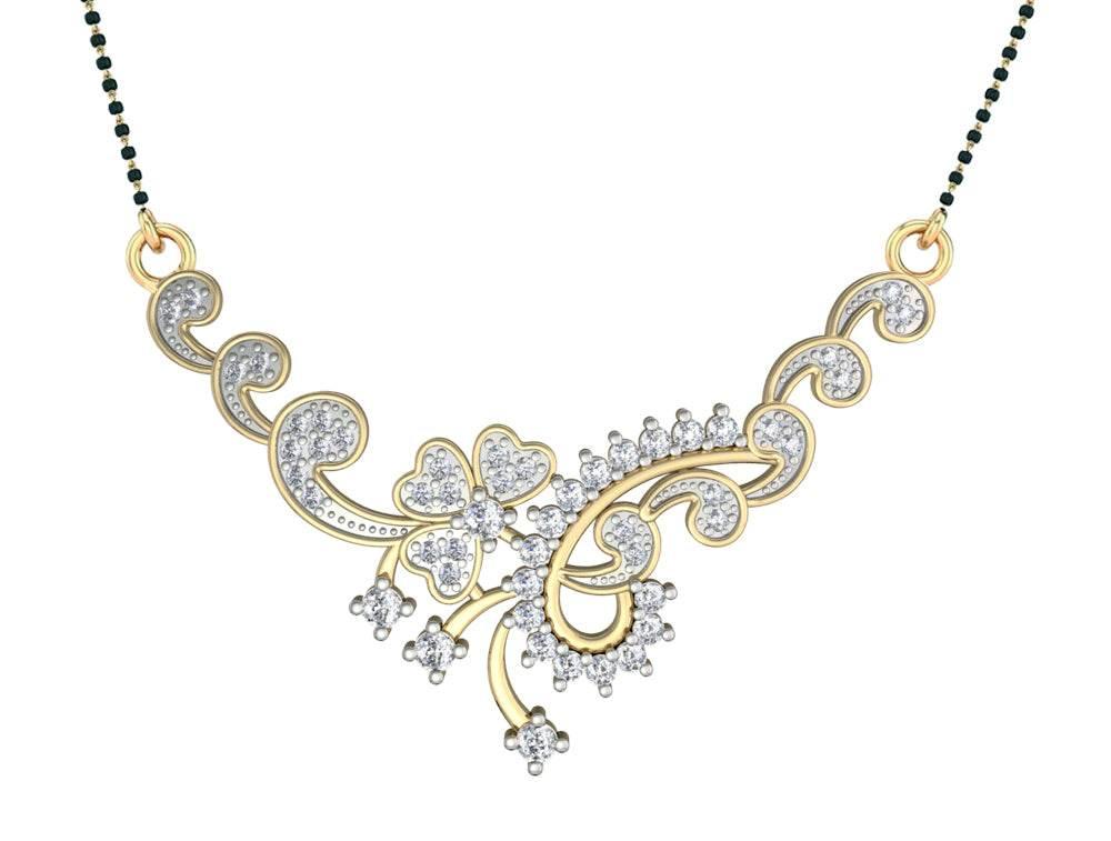Floral Design Diamond Mangalsutra - Jewelslane