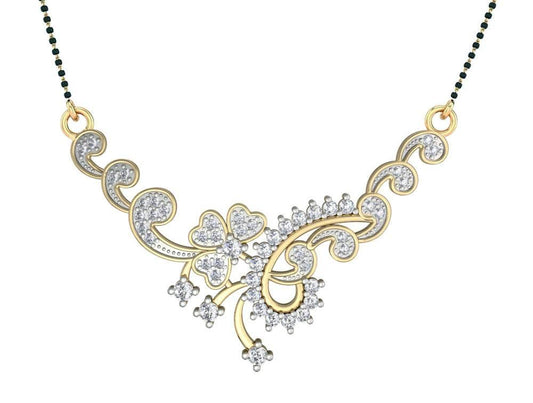 Floral Design Diamond Mangalsutra - Jewelslane