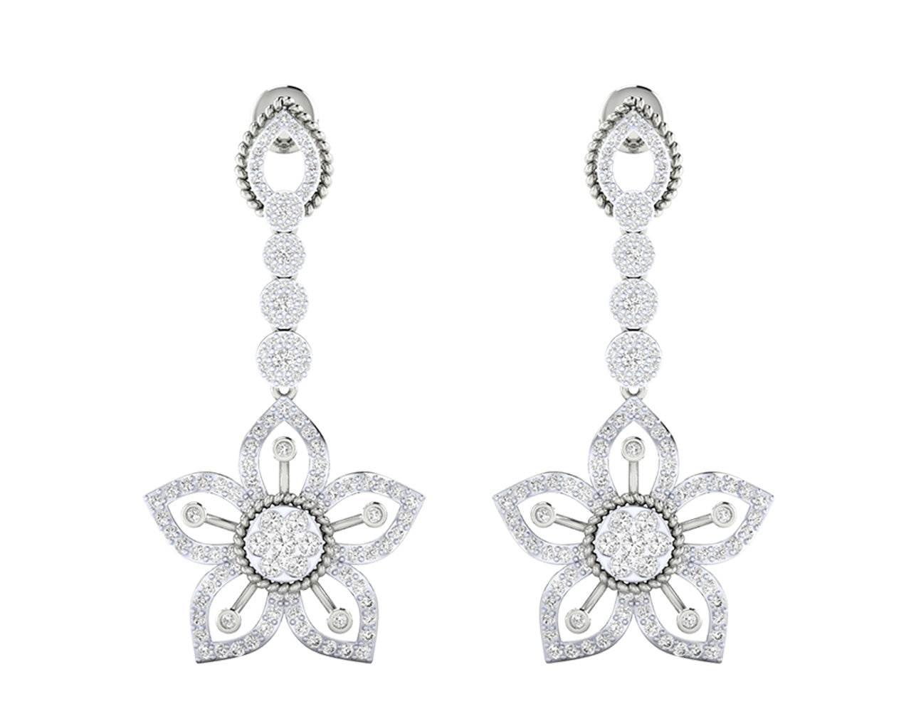 Florina Diamond Dangle drop earrings set in 18k gold - Jewelslane