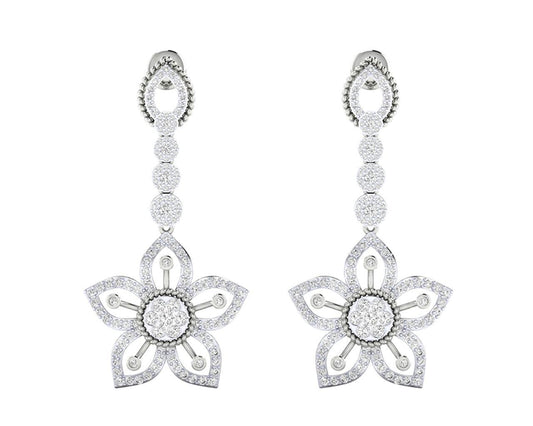 Florina Diamond Dangle drop earrings set in 18k gold - Jewelslane