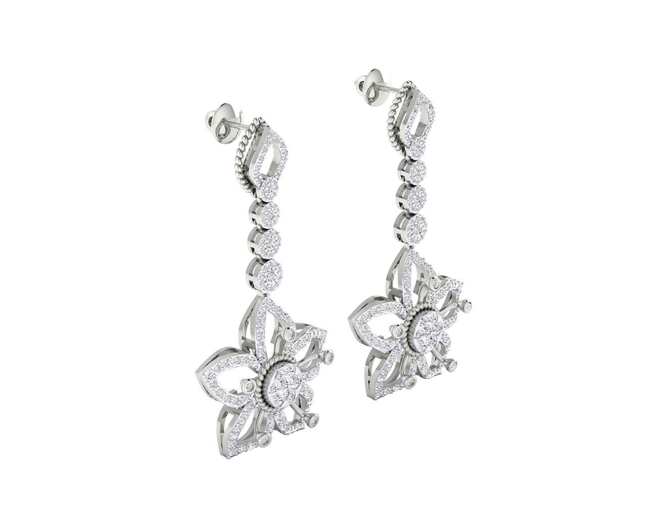 Florina Diamond Dangle drop earrings set in 18k gold - Jewelslane