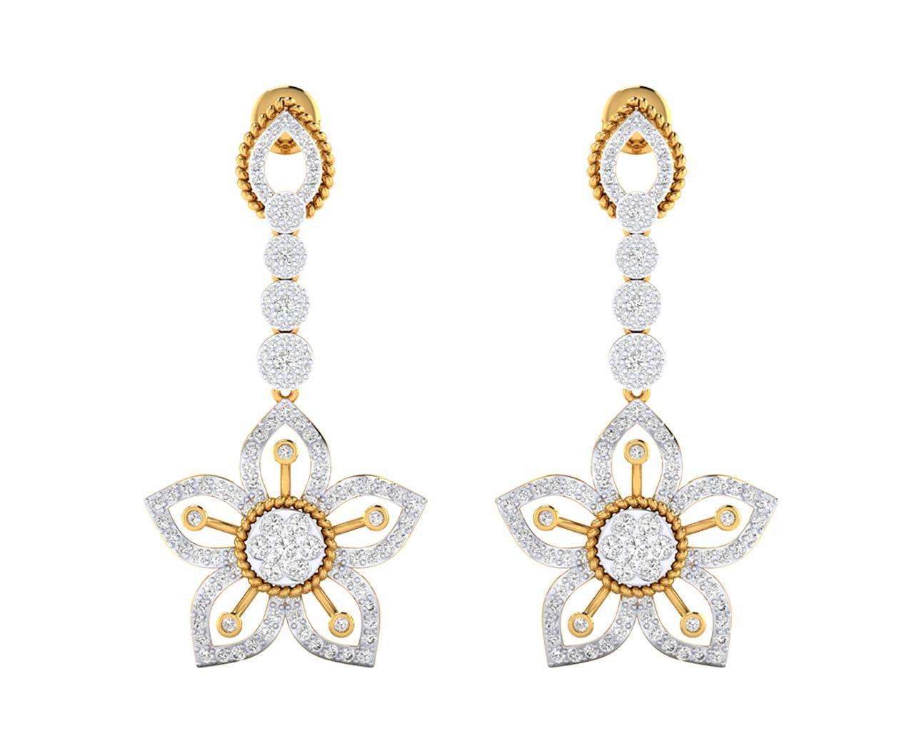 Florina Diamond Dangle drop earrings set in 18k gold - Jewelslane