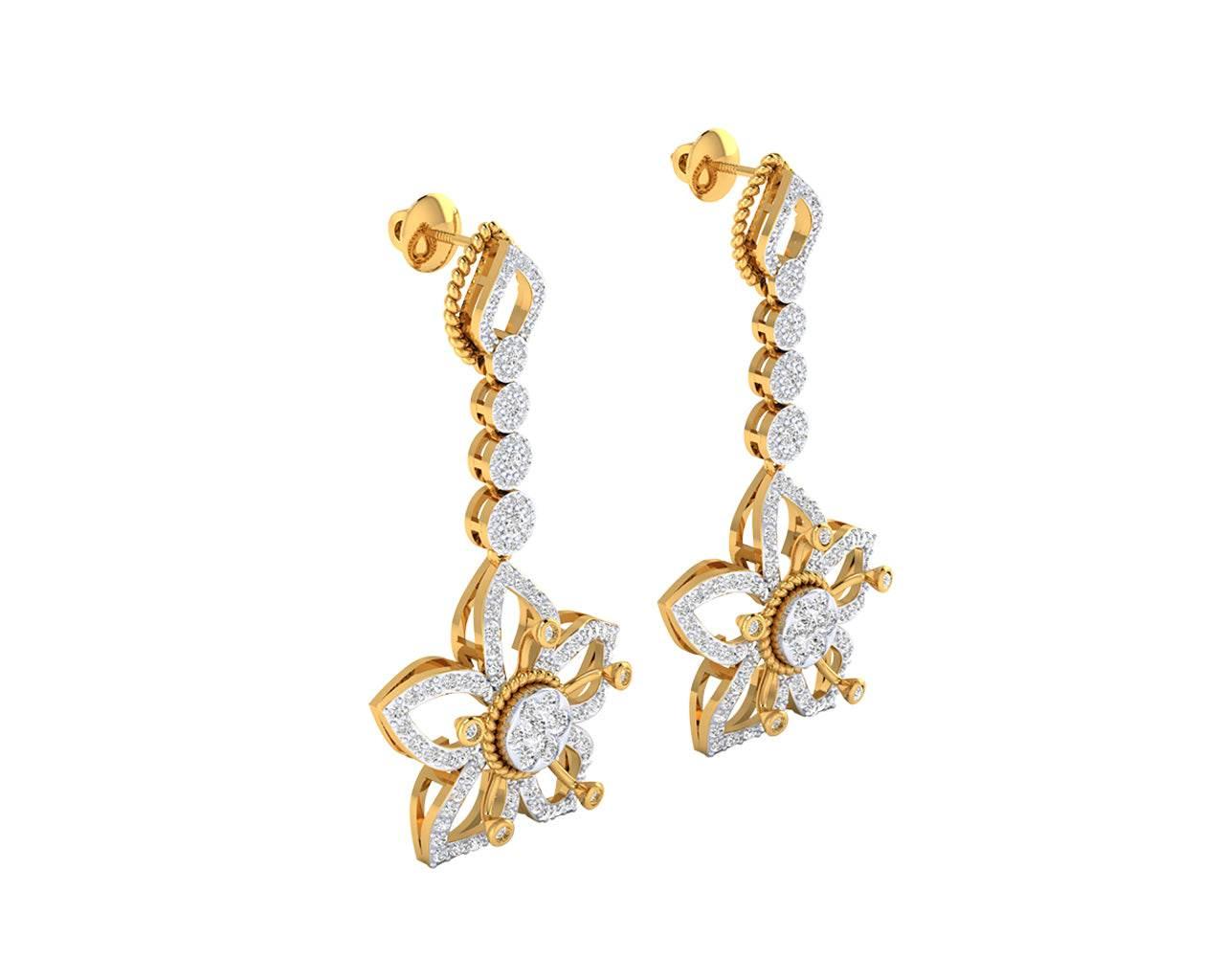Florina Diamond Dangle drop earrings set in 18k gold - Jewelslane