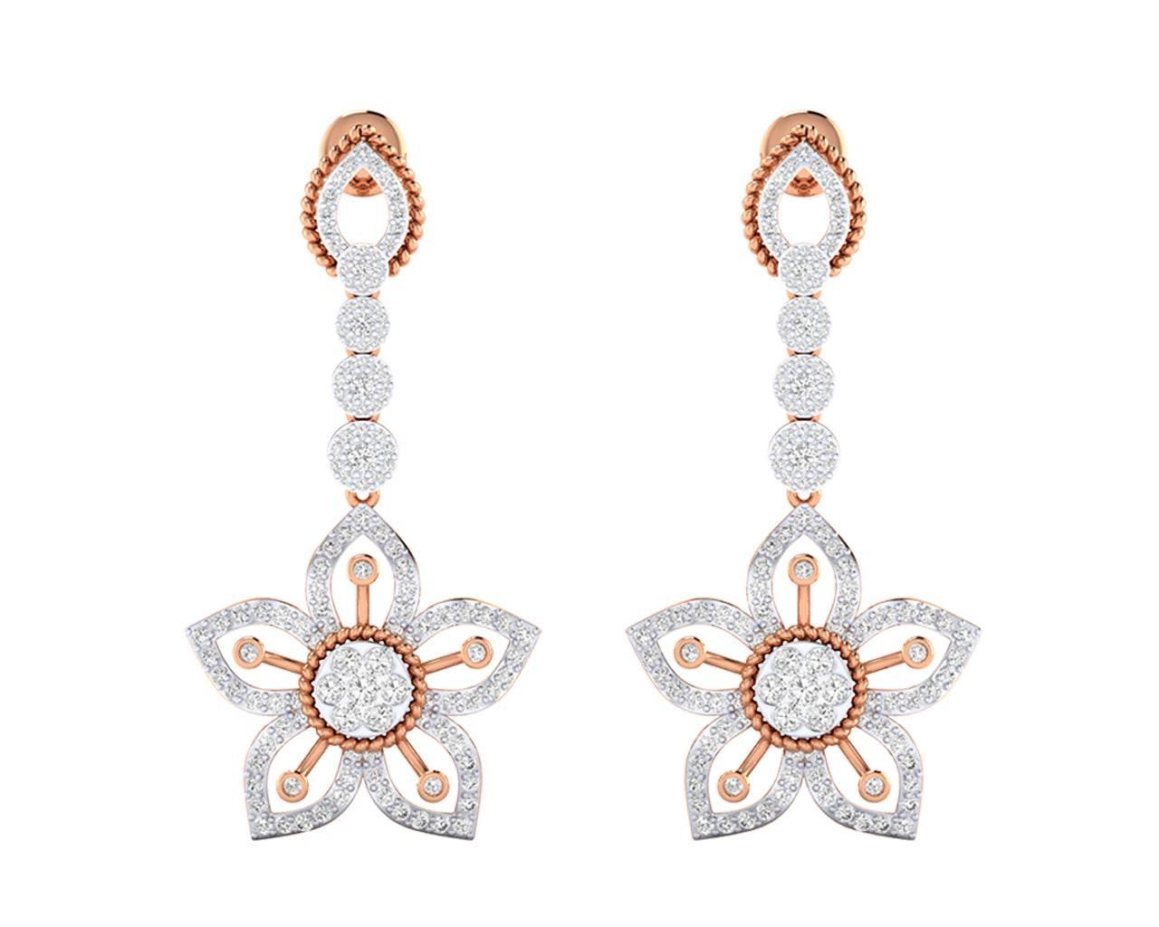 Florina Diamond Dangle drop earrings set in 18k gold - Jewelslane