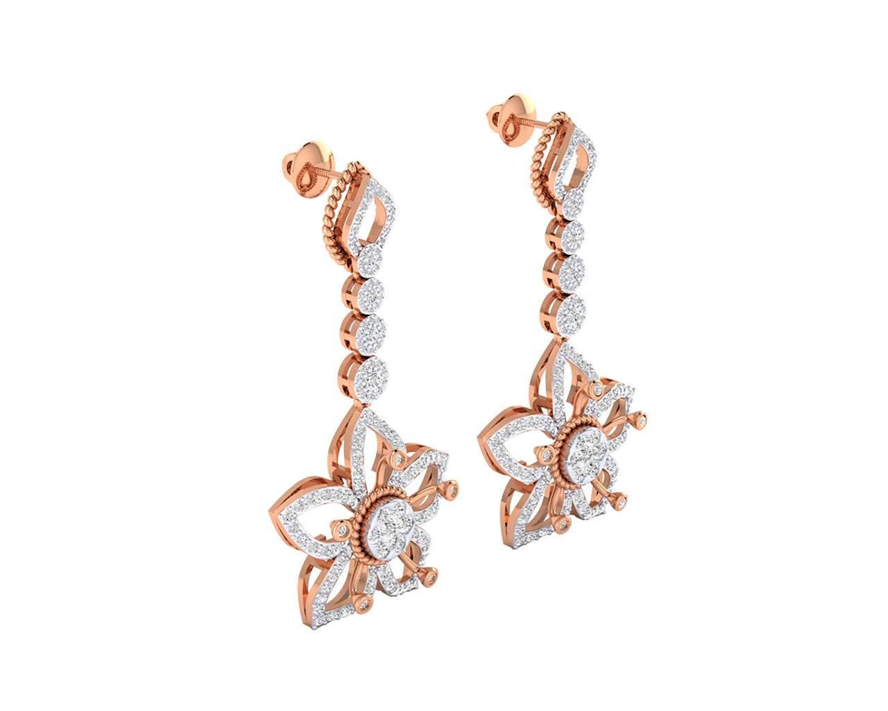 Florina Diamond Dangle drop earrings set in 18k gold - Jewelslane