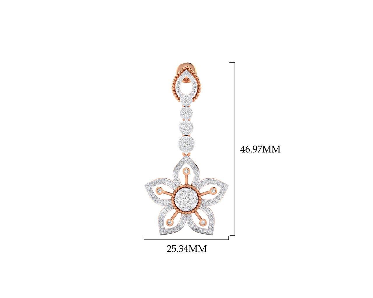 Florina Diamond Dangle drop earrings set in 18k gold - Jewelslane