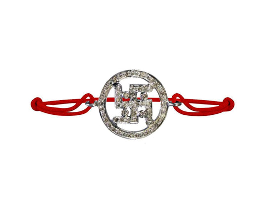 Swastika Bracelet with Diamonds in silver - Jewelslane