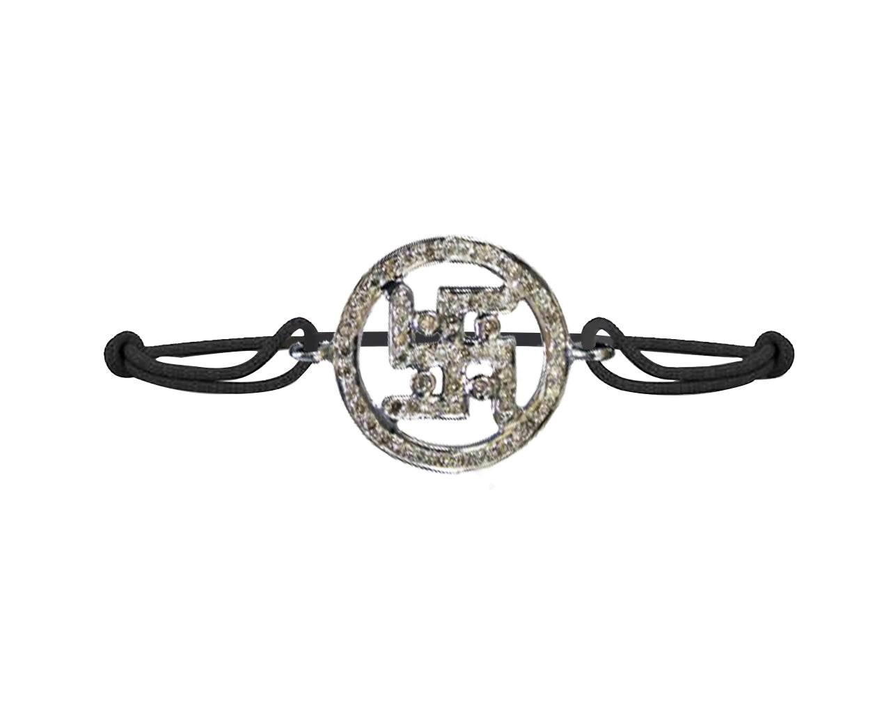 Swastika Bracelet with Diamonds in silver - Jewelslane