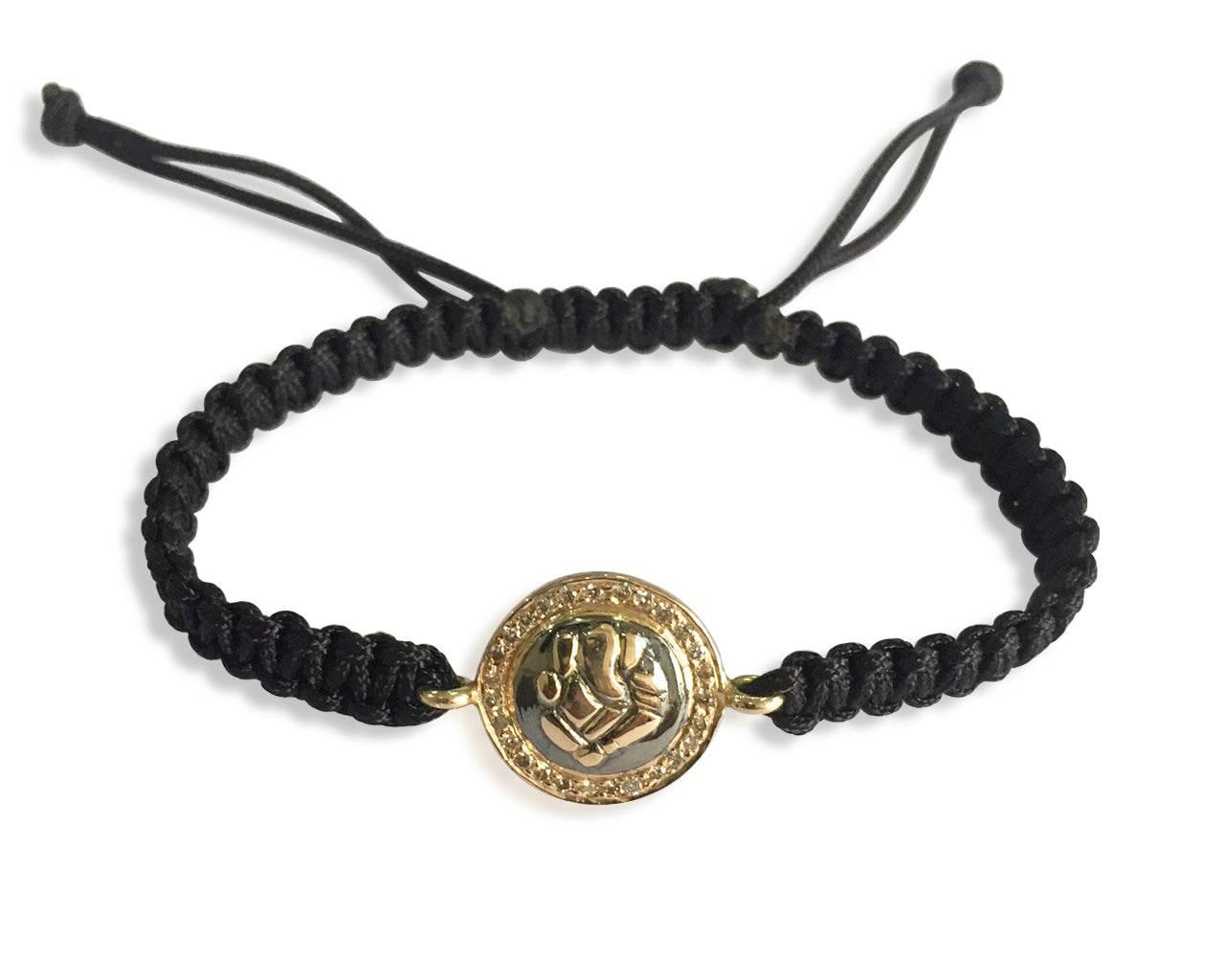 Ganesh Bracelet in Gold with Diamonds - Jewelslane