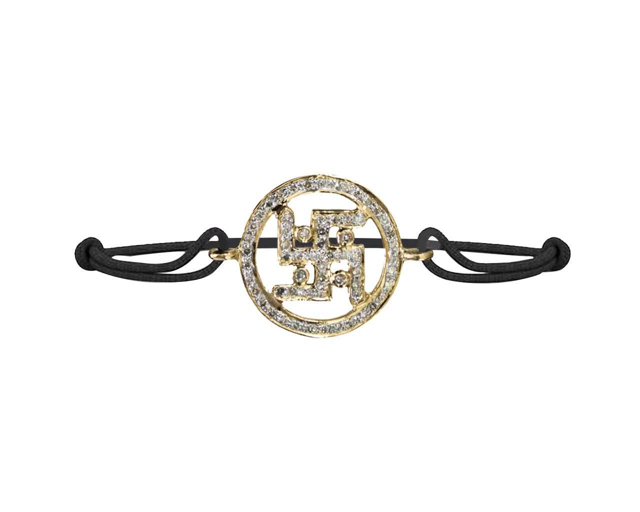 Swastika Gold & Diamond Bracelet - Jewelslane