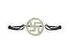 Swastik Diamond Bracelet in 925 Silver on Size Adjustable Nylon Thread - Jewelslane