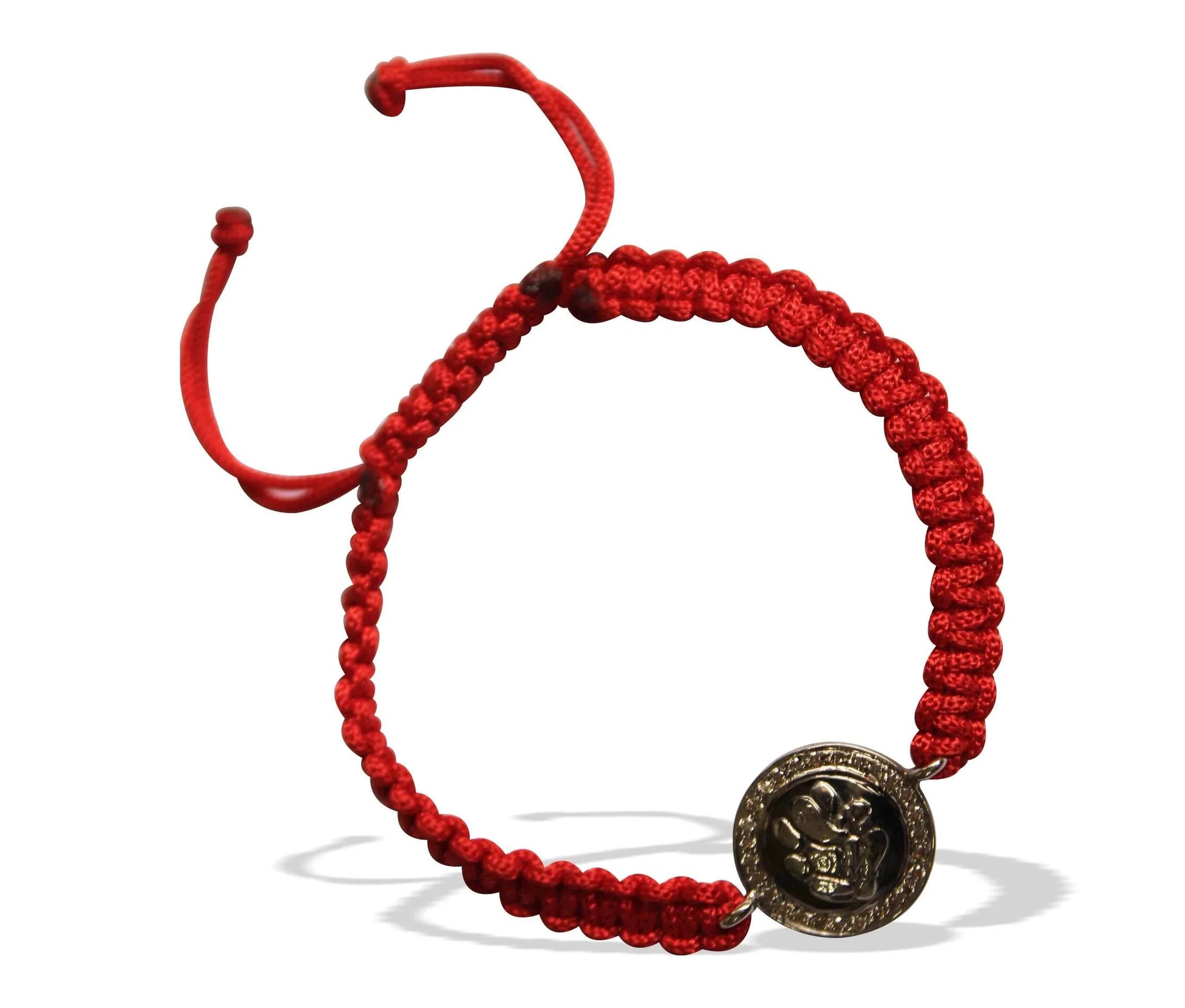 Ganesh Border Diamond Bracelet in Silver on nylon thread - Jewelslane