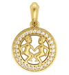 Gemini Charm Pendant in 14K Gold Studded with Diamonds with Leather Cord - Jewelslane
