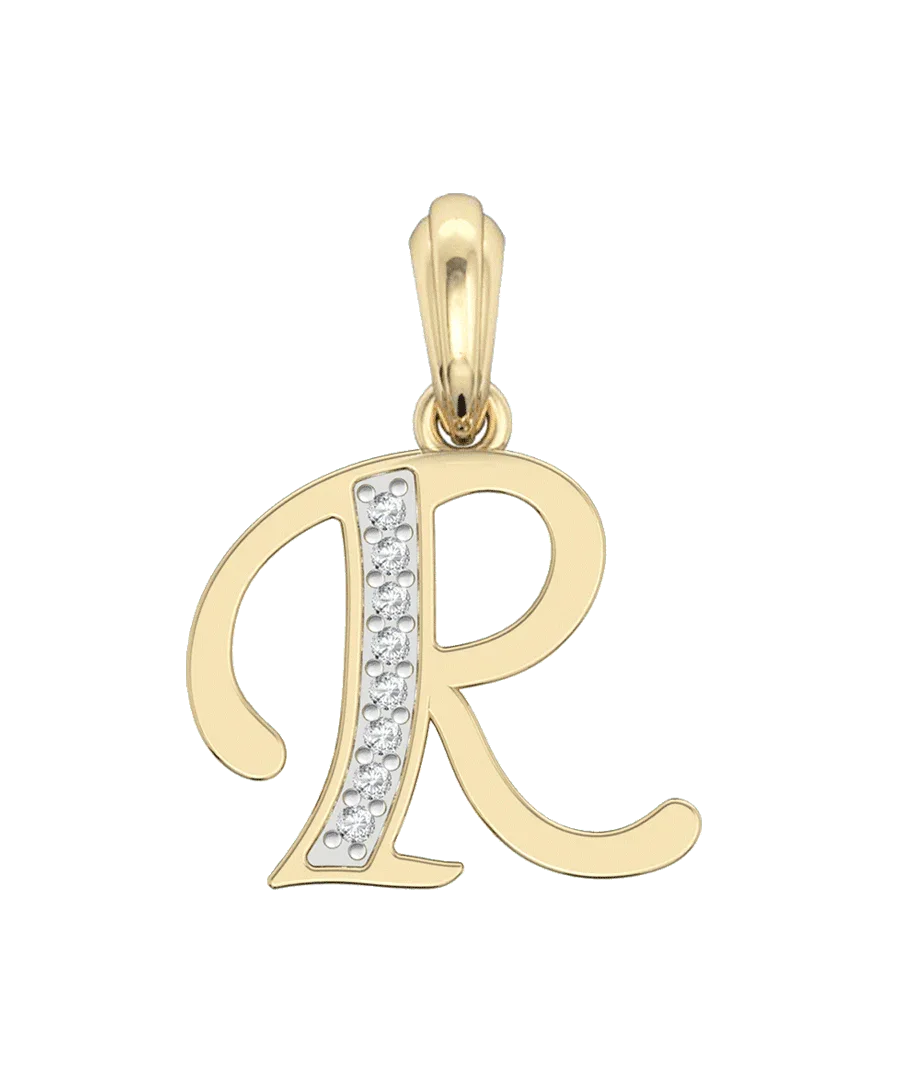 Gold Alphabet R charm - Jewelslane