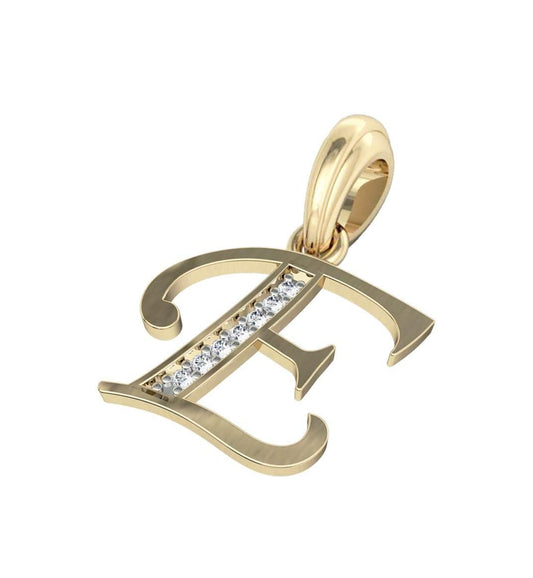 Gold Alphabet E charm - Jewelslane
