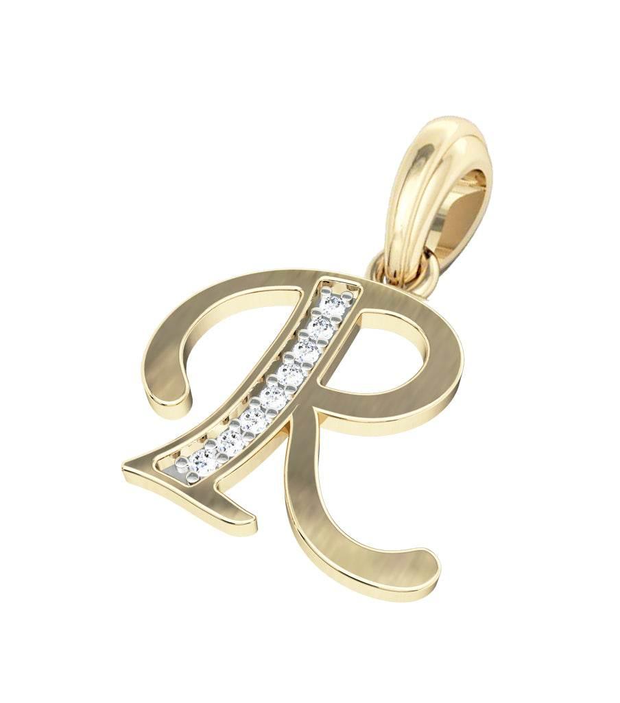 Gold Alphabet R charm - Jewelslane