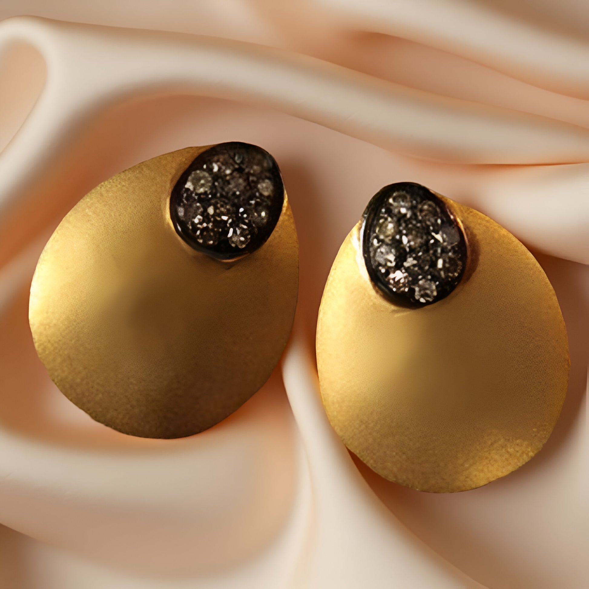 Gold Earstuds with Diamonds in Oxidised Setting - jewelslane