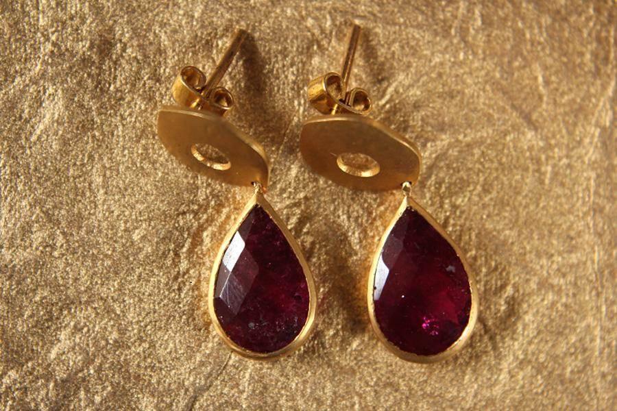 Tourmaline Pear Drops in Gold - Jewelslane