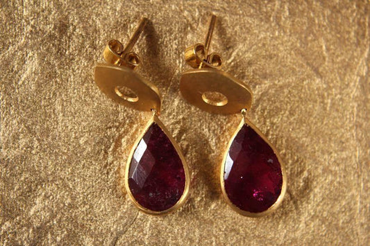 Tourmaline Pear Drops in Gold - Jewelslane