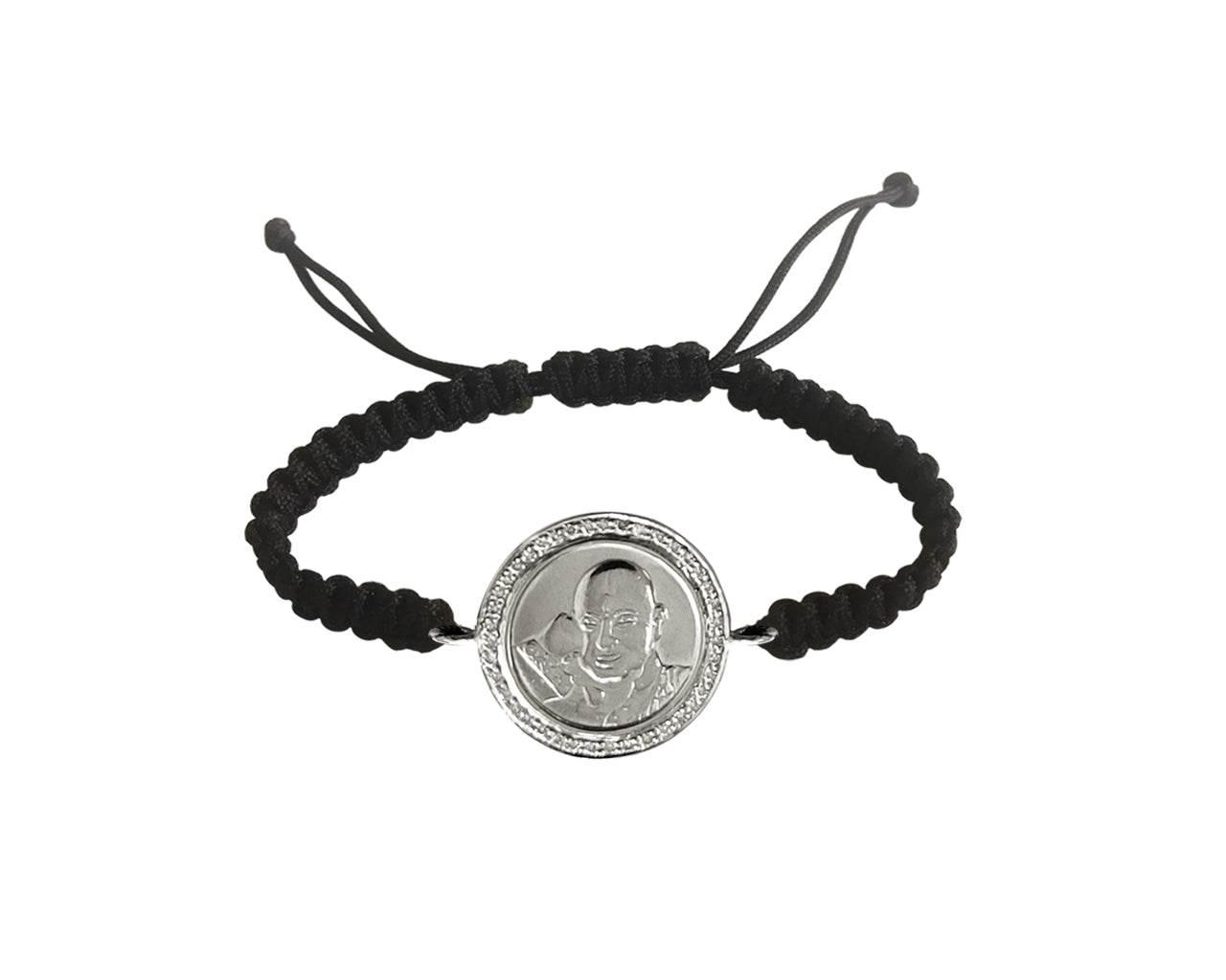 Auspicious Guruji Swaroop Bracelet in Silver with Diamonds - Jewelslane