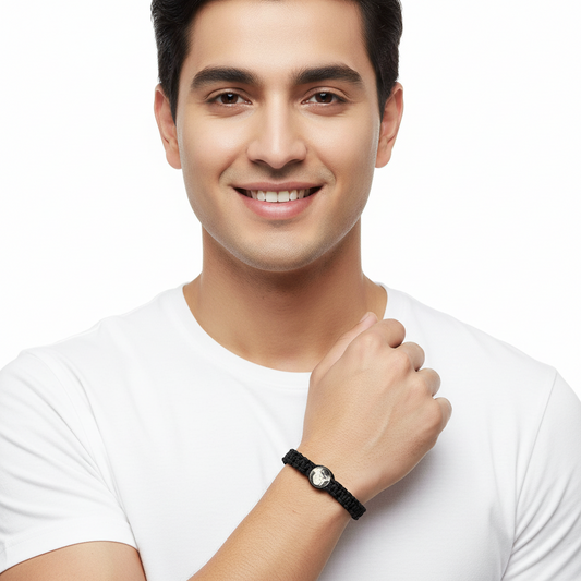 Guruji swaroop bracelet in silver for men - Jewelslane