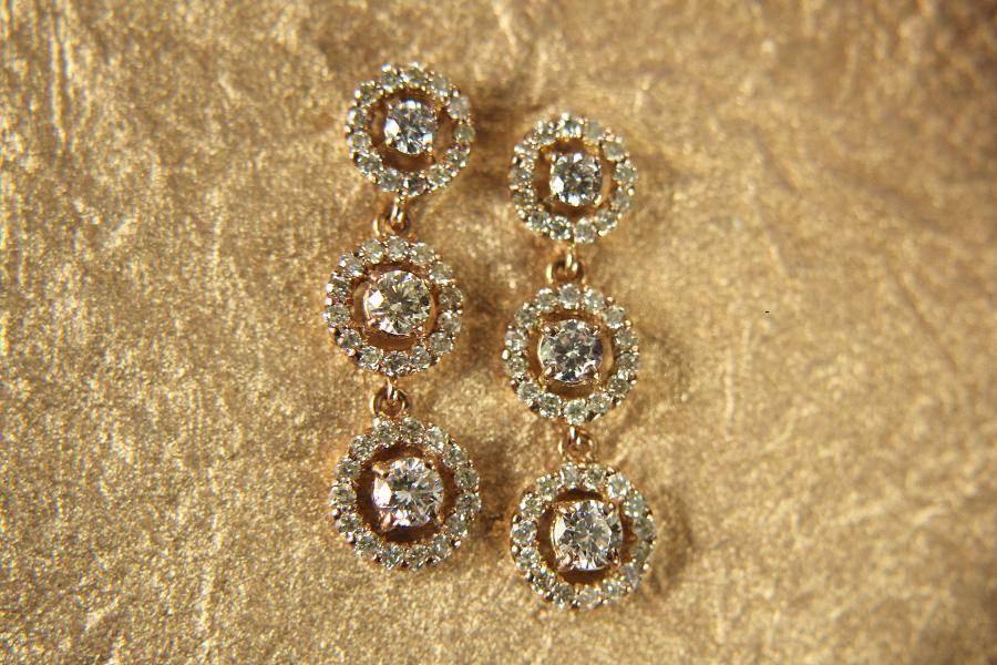 Diamond Triple Cluster Earrings - Jewelslane