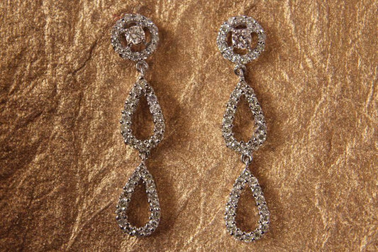 Diamond Double Drop Danglers Earring - Jewelslane