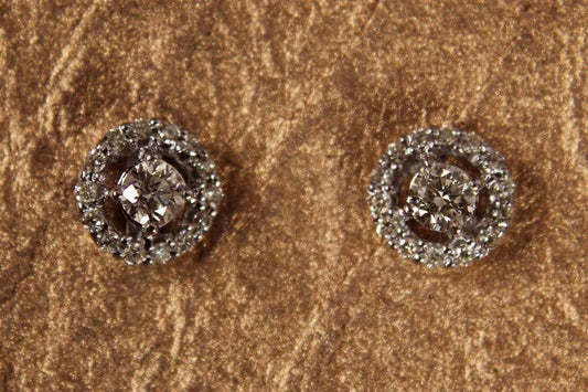 Diamond Cluster Earrings in White Gold - Jewelslane