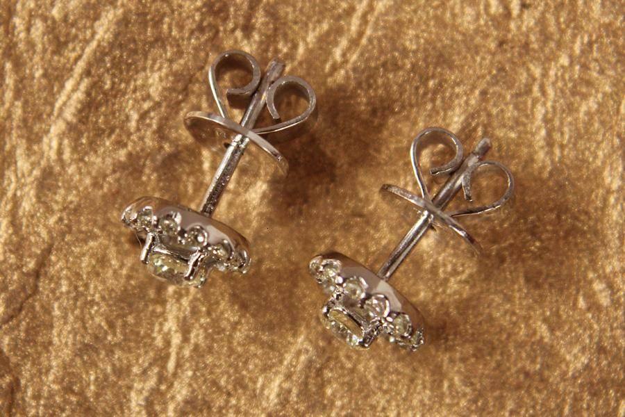 Diamond Cluster Earrings in White Gold - Jewelslane