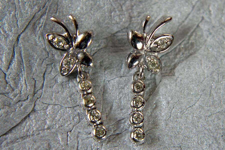 Butterfly Diamond Earring in White Gold - Jewelslane