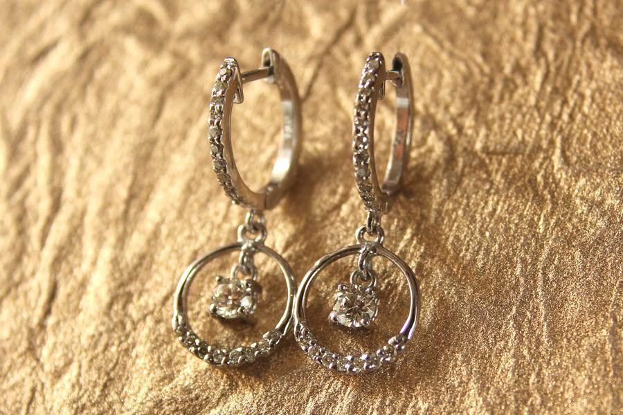 Diamond Hoops with Circle - Jewelslane