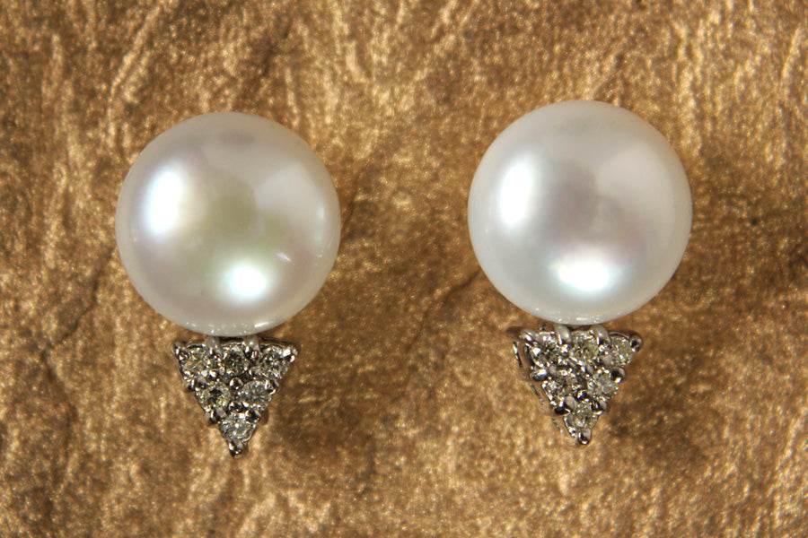 Pearl & Diamond Earring Studs - Jewelslane
