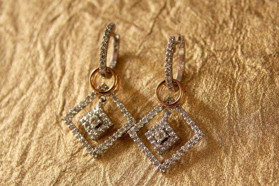 Diamond Earrings on Hoops - Jewelslane