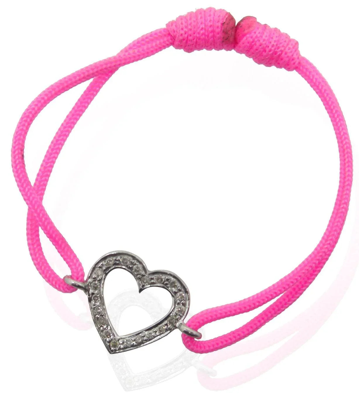 Heart Bracelet with Diamonds in Silver - Jewelslane