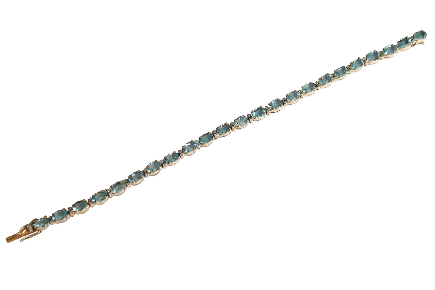 Tennis Bracelet with Aquamarine & diamonds - Jewelslane
