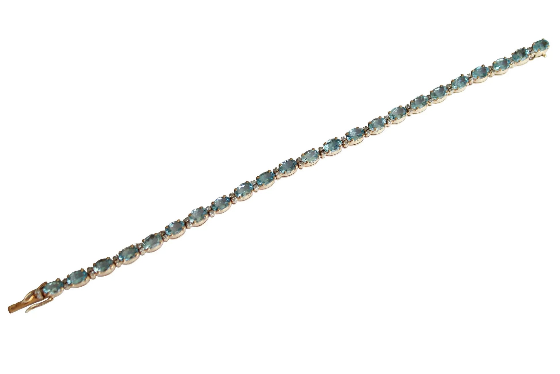 Tennis Bracelet with Aquamarine & diamonds - Jewelslane