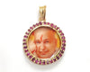 Guruji swaroop pendant with rubies in gold - Jewelslane