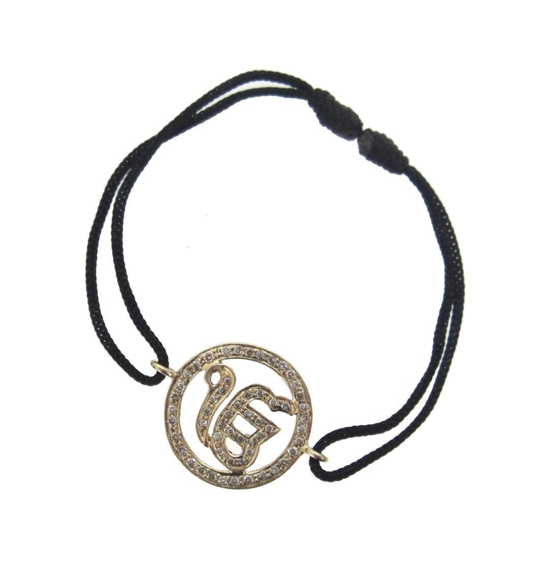 Ik Onkaar Full Diamond Gold Bracelet - Jewelslane