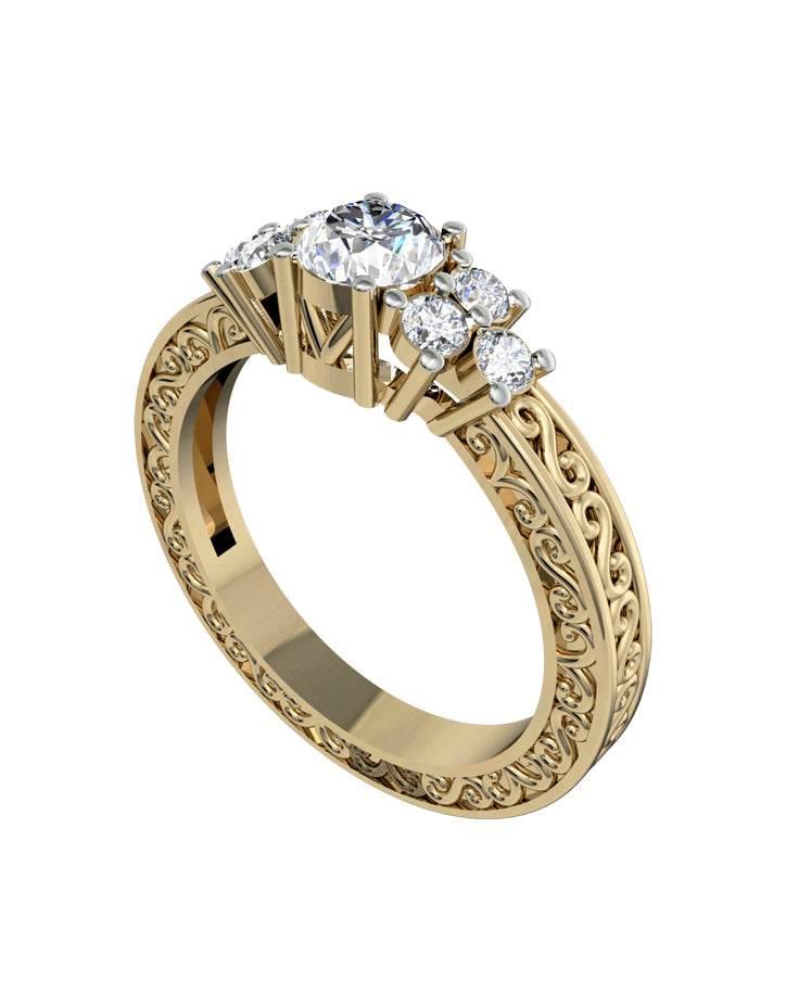 Intricate Solitaire Diamond Ring - Jewelslane