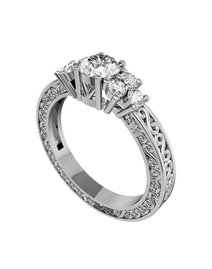 Intricate Solitaire Diamond Ring - Jewelslane