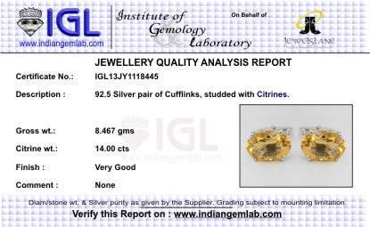 Citrine Cufflinks with filigri - Jewelslane