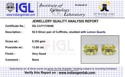 Cufflinks with Lemon Quartz in silver - Jewelslane