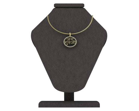 Jai Guru Ji Pendant with diamonds in 14k Gold - Jewelslane